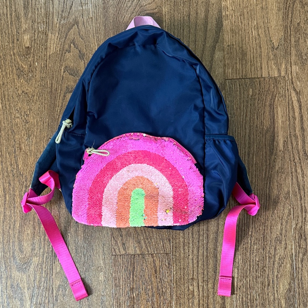 Crewcuts Navy Backpack with Rainbow Flippy Sequin Pocket